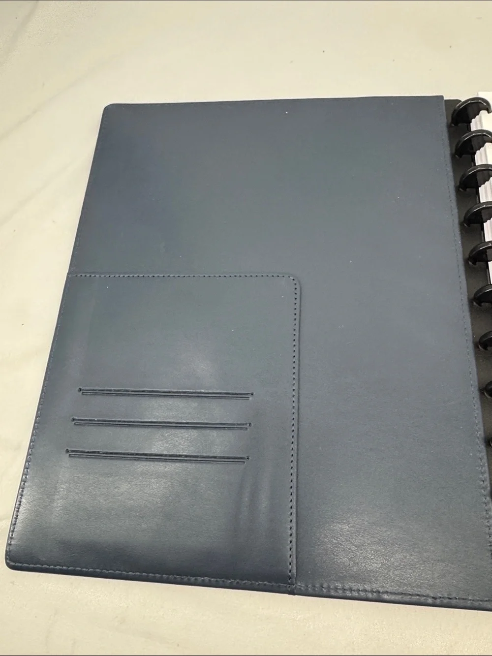 Arc Discbound Letter-sized Navy Leather Notebook, Planner Cover w/ Lined Pages
